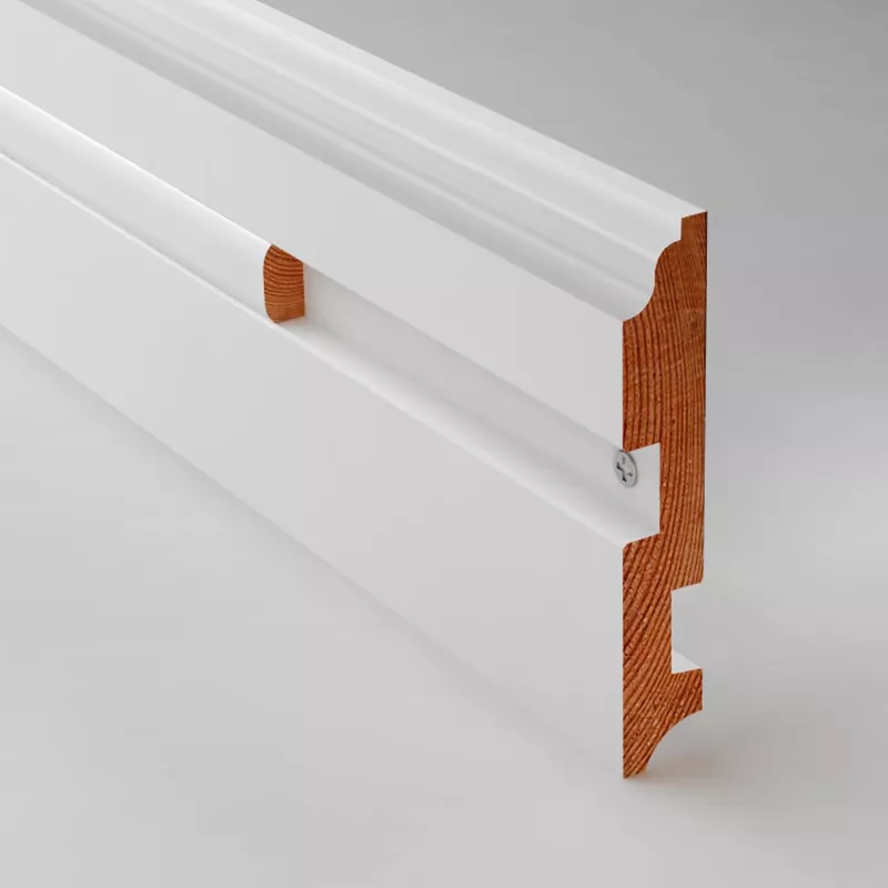Плинтус №11, массив, Береза 20x120x2100 мм, Белый, 2784-1664