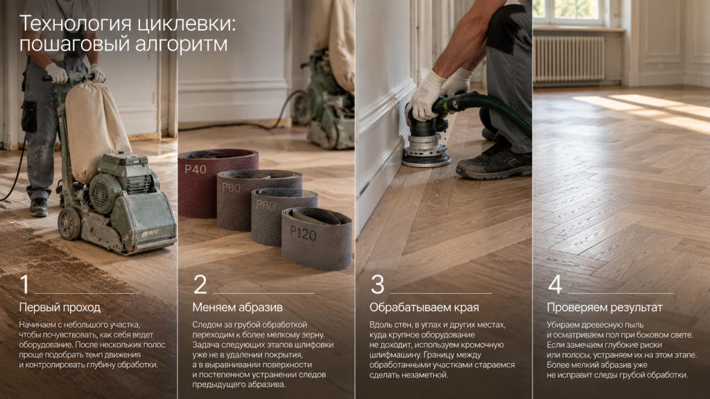 Технология циклевки: пошаговый алгоритм
