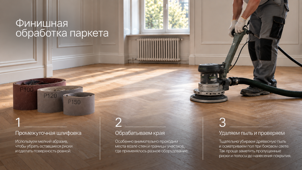 Финишная обработка паркета